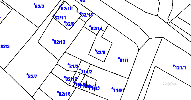 Parcela st. 82/8 v KÚ Strupčice, Katastrální mapa