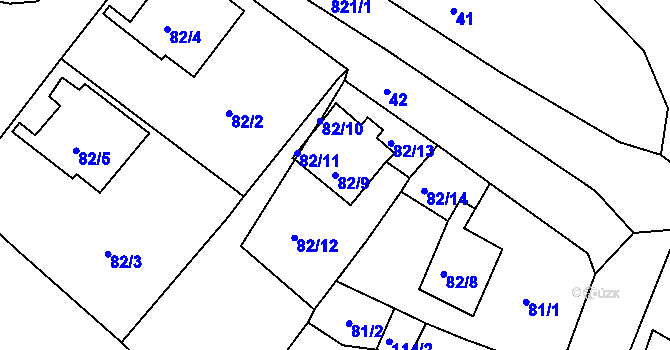 Parcela st. 82/9 v KÚ Strupčice, Katastrální mapa