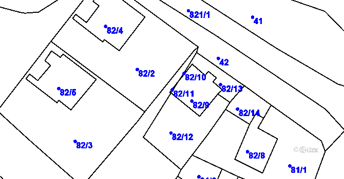 Parcela st. 82/11 v KÚ Strupčice, Katastrální mapa