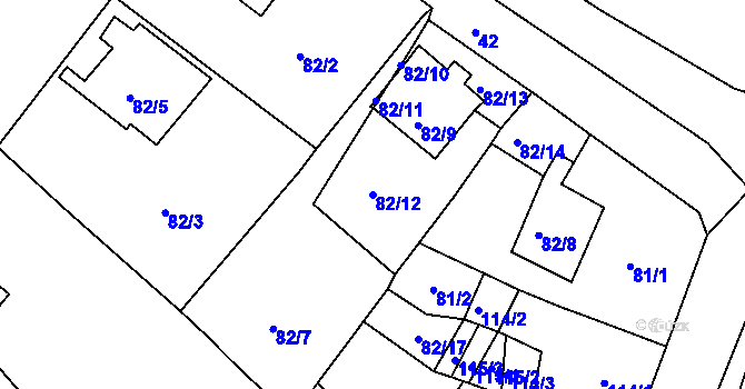 Parcela st. 82/12 v KÚ Strupčice, Katastrální mapa
