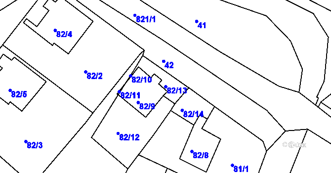 Parcela st. 82/13 v KÚ Strupčice, Katastrální mapa