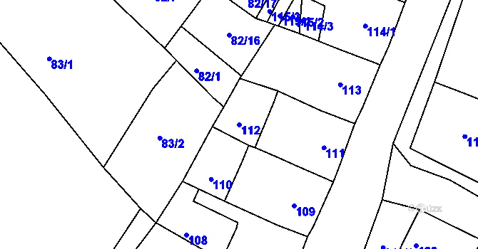 Parcela st. 112 v KÚ Strupčice, Katastrální mapa