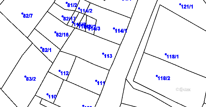 Parcela st. 113 v KÚ Strupčice, Katastrální mapa