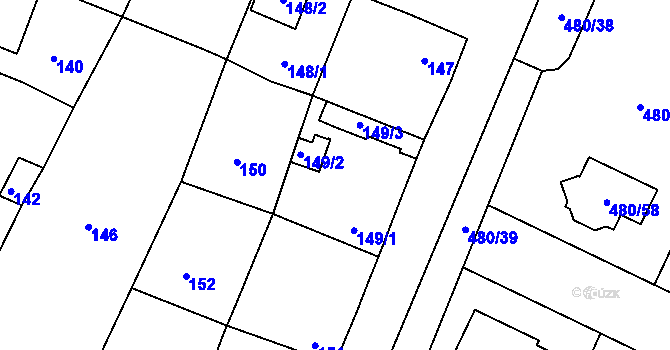 Parcela st. 149 v KÚ Strupčice, Katastrální mapa