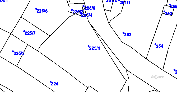 Parcela st. 225/1 v KÚ Strupčice, Katastrální mapa
