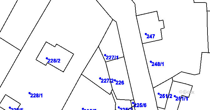 Parcela st. 227/1 v KÚ Strupčice, Katastrální mapa