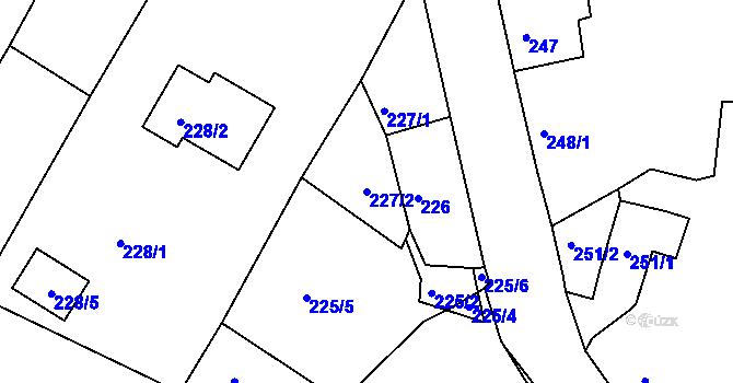 Parcela st. 227/2 v KÚ Strupčice, Katastrální mapa