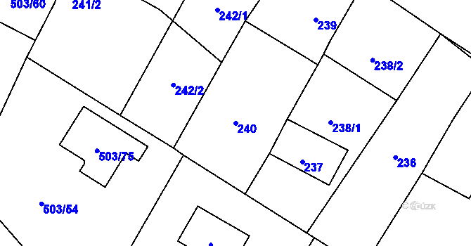 Parcela st. 240 v KÚ Strupčice, Katastrální mapa