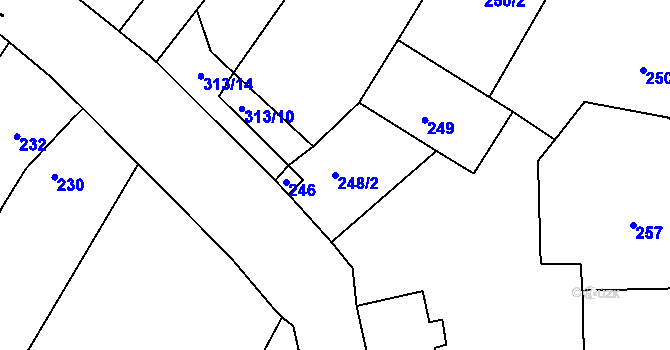 Parcela st. 248/2 v KÚ Strupčice, Katastrální mapa
