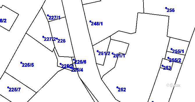 Parcela st. 251/2 v KÚ Strupčice, Katastrální mapa