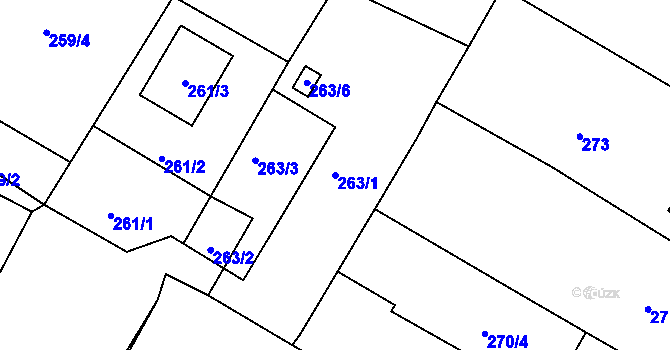Parcela st. 263/1 v KÚ Strupčice, Katastrální mapa