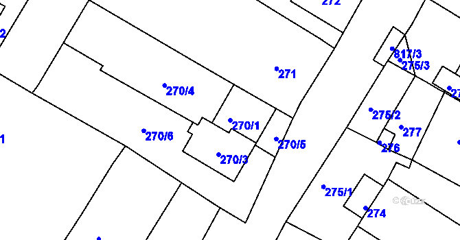 Parcela st. 270/1 v KÚ Strupčice, Katastrální mapa