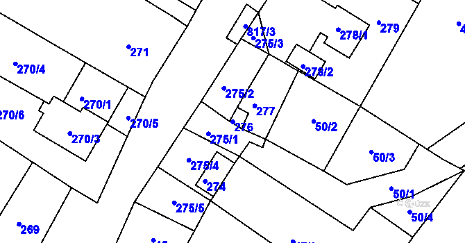 Parcela st. 276 v KÚ Strupčice, Katastrální mapa