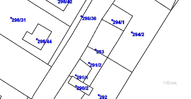 Parcela st. 293 v KÚ Strupčice, Katastrální mapa