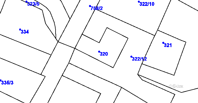 Parcela st. 320 v KÚ Strupčice, Katastrální mapa