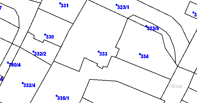 Parcela st. 333 v KÚ Strupčice, Katastrální mapa