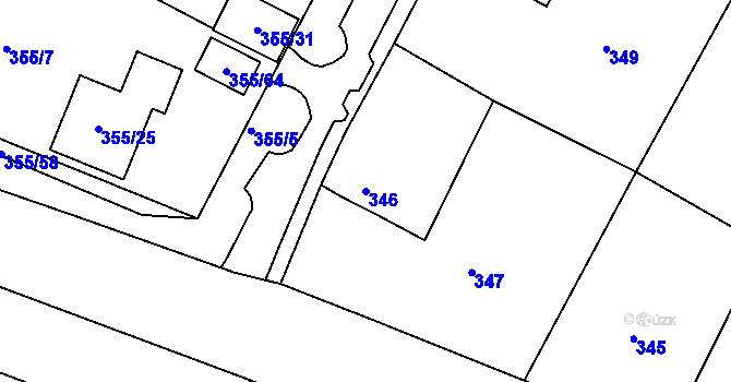Parcela st. 346 v KÚ Strupčice, Katastrální mapa