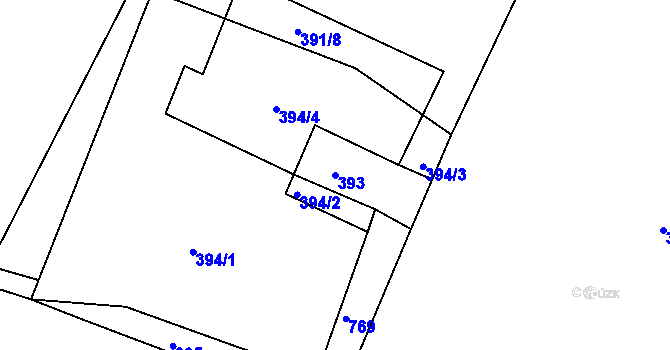 Parcela st. 393 v KÚ Strupčice, Katastrální mapa
