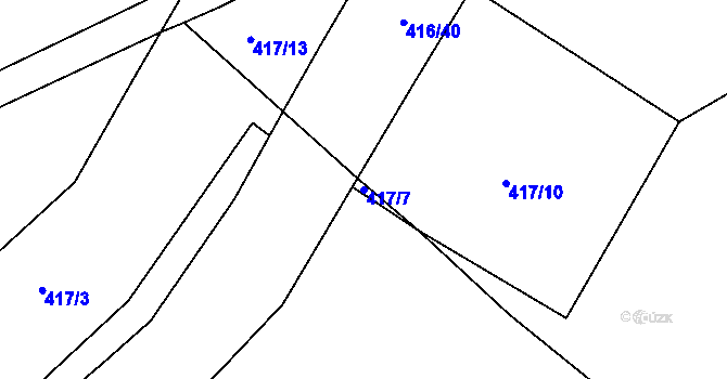 Parcela st. 417/7 v KÚ Strupčice, Katastrální mapa