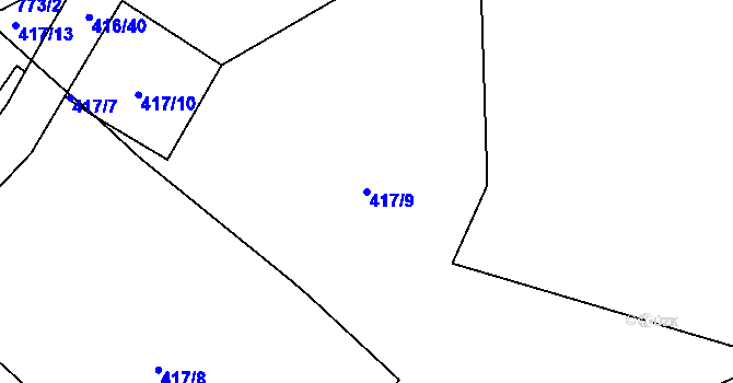 Parcela st. 417/9 v KÚ Strupčice, Katastrální mapa