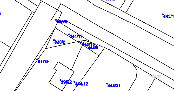 Parcela st. 444/6 v KÚ Strupčice, Katastrální mapa