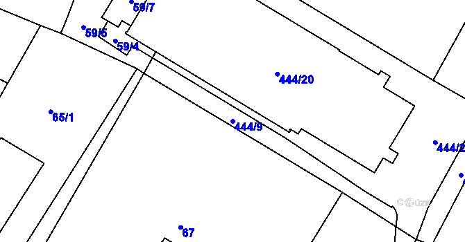Parcela st. 444/9 v KÚ Strupčice, Katastrální mapa
