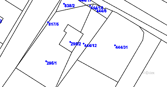 Parcela st. 444/12 v KÚ Strupčice, Katastrální mapa
