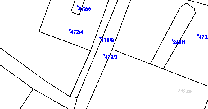 Parcela st. 472/3 v KÚ Strupčice, Katastrální mapa