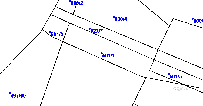 Parcela st. 501/1 v KÚ Strupčice, Katastrální mapa
