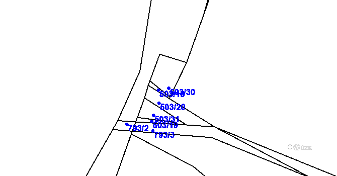 Parcela st. 503/30 v KÚ Strupčice, Katastrální mapa