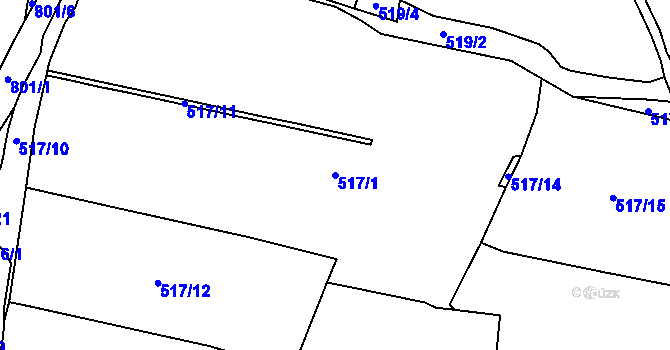 Parcela st. 517/1 v KÚ Strupčice, Katastrální mapa