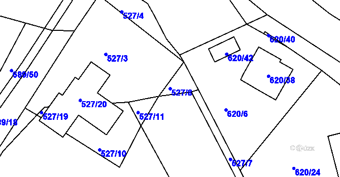 Parcela st. 527/8 v KÚ Strupčice, Katastrální mapa