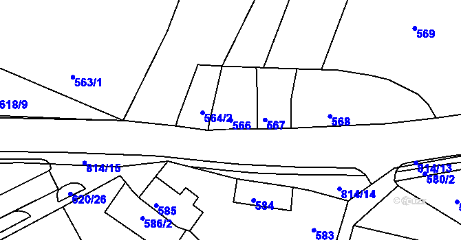 Parcela st. 566 v KÚ Strupčice, Katastrální mapa
