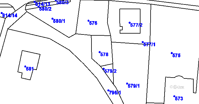 Parcela st. 578 v KÚ Strupčice, Katastrální mapa
