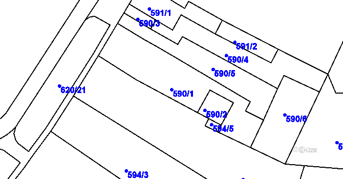 Parcela st. 590/1 v KÚ Strupčice, Katastrální mapa