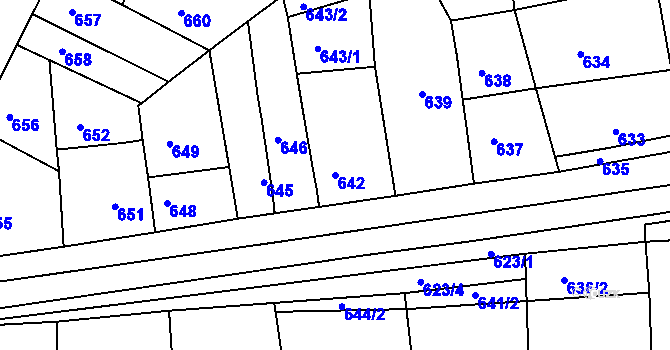 Parcela st. 642 v KÚ Strupčice, Katastrální mapa