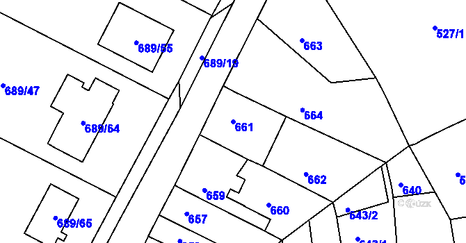 Parcela st. 661 v KÚ Strupčice, Katastrální mapa