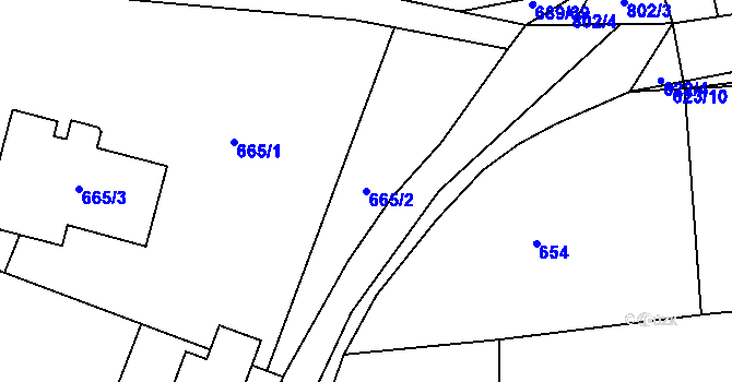 Parcela st. 665/2 v KÚ Strupčice, Katastrální mapa