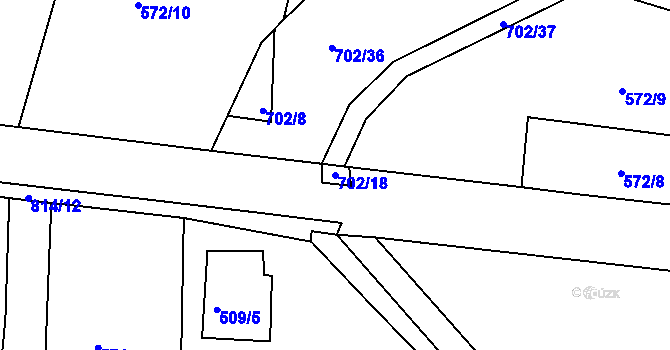 Parcela st. 702/18 v KÚ Strupčice, Katastrální mapa