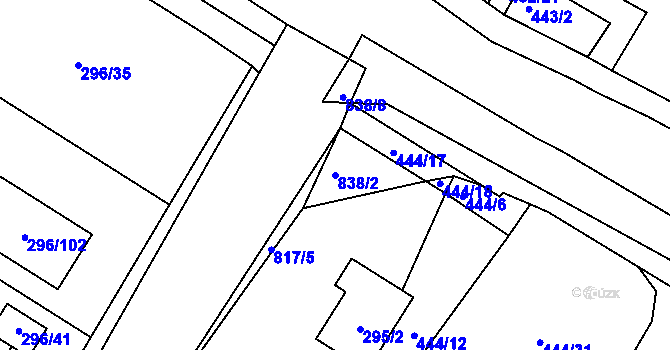 Parcela st. 838/2 v KÚ Strupčice, Katastrální mapa