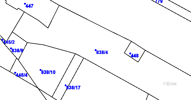 Parcela st. 838/4 v KÚ Strupčice, Katastrální mapa