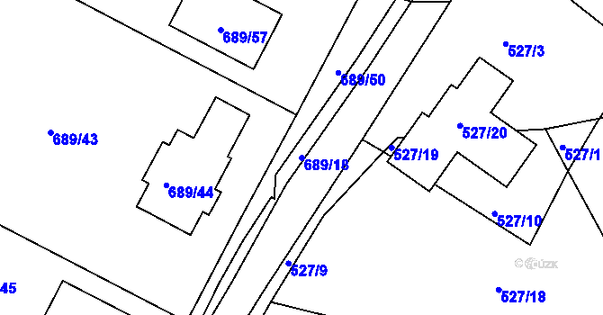 Parcela st. 689/18 v KÚ Strupčice, Katastrální mapa