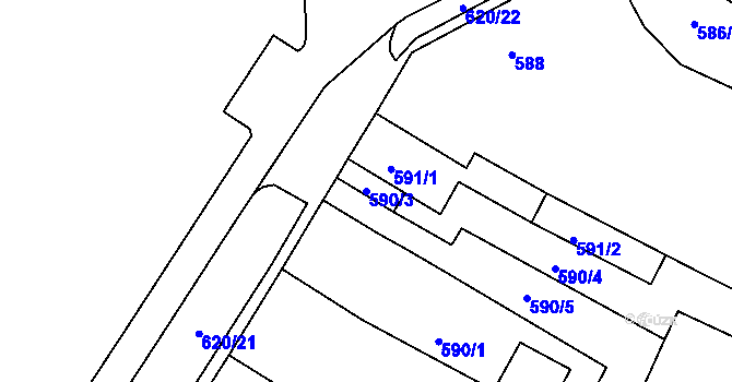 Parcela st. 590/3 v KÚ Strupčice, Katastrální mapa