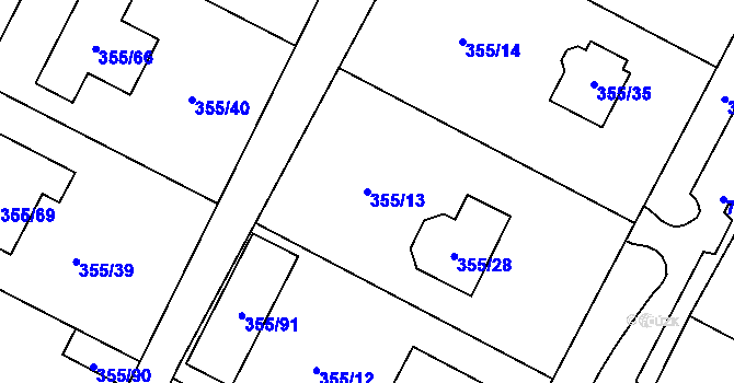 Parcela st. 355/13 v KÚ Strupčice, Katastrální mapa