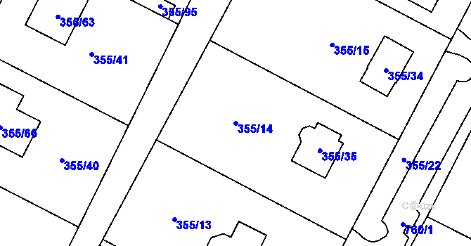 Parcela st. 355/14 v KÚ Strupčice, Katastrální mapa