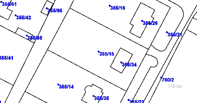 Parcela st. 355/15 v KÚ Strupčice, Katastrální mapa