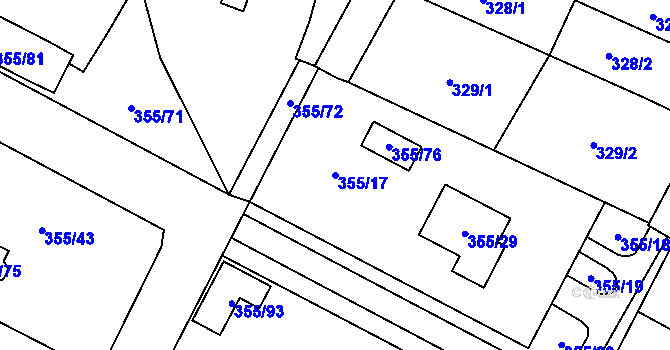 Parcela st. 355/17 v KÚ Strupčice, Katastrální mapa