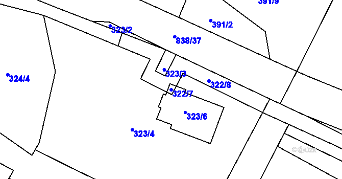 Parcela st. 322/7 v KÚ Strupčice, Katastrální mapa