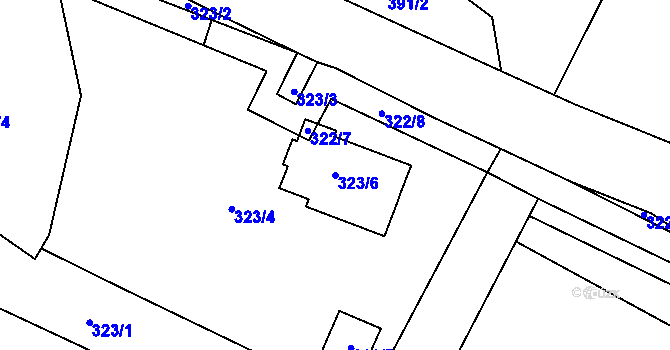 Parcela st. 323/6 v KÚ Strupčice, Katastrální mapa