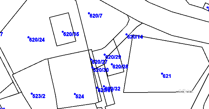 Parcela st. 620/29 v KÚ Strupčice, Katastrální mapa